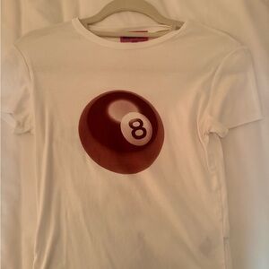 Edikted Cream Crewneck Tee with Pink Logo Tag